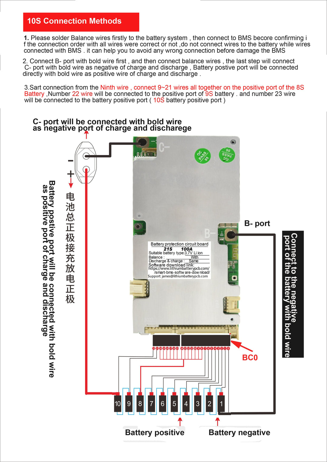 LLT smart BMS 6S->21S 40A