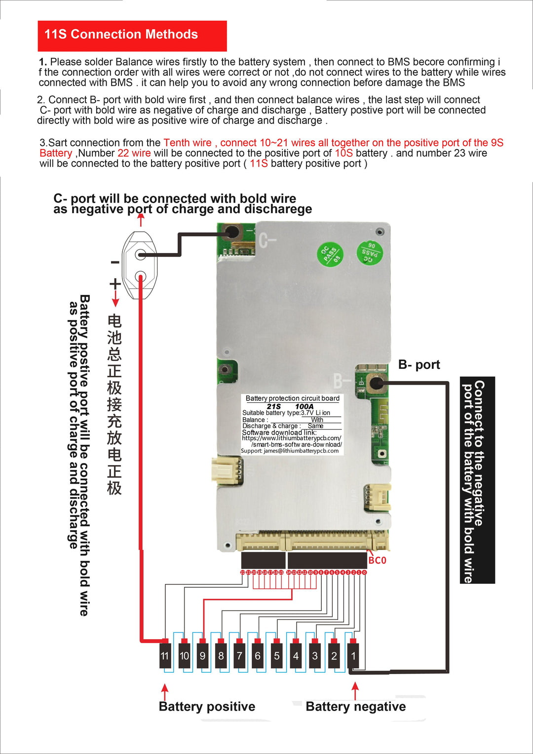 LLT smart BMS 6S->21S 40A