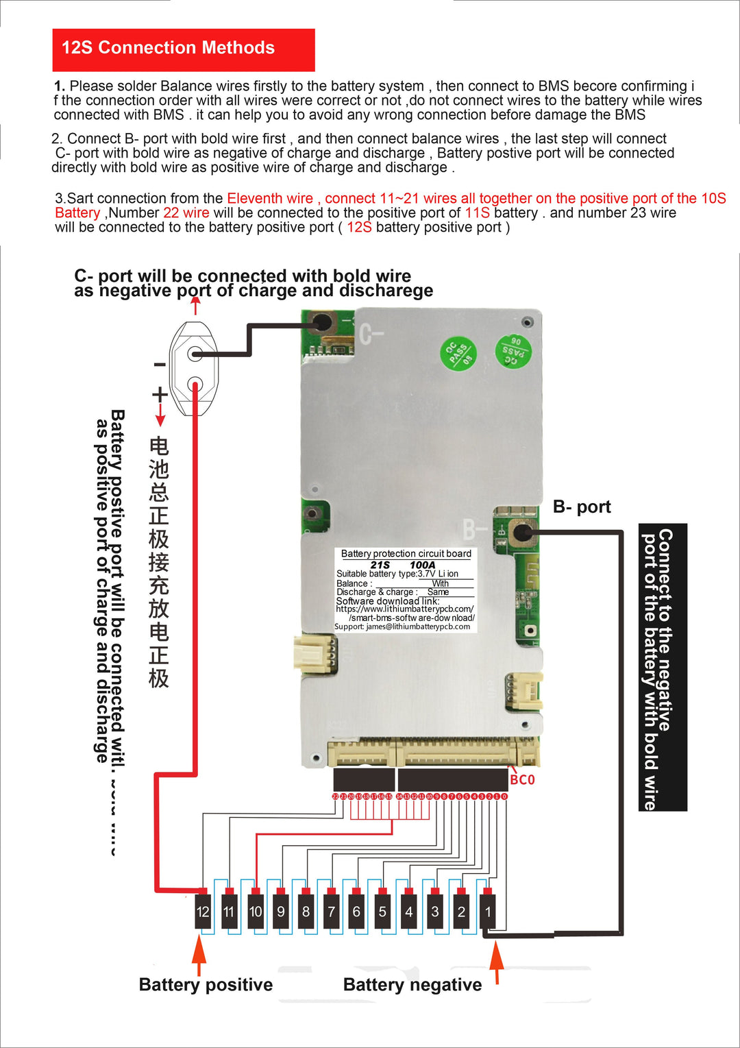 LLT smart BMS 6S->21S 40A