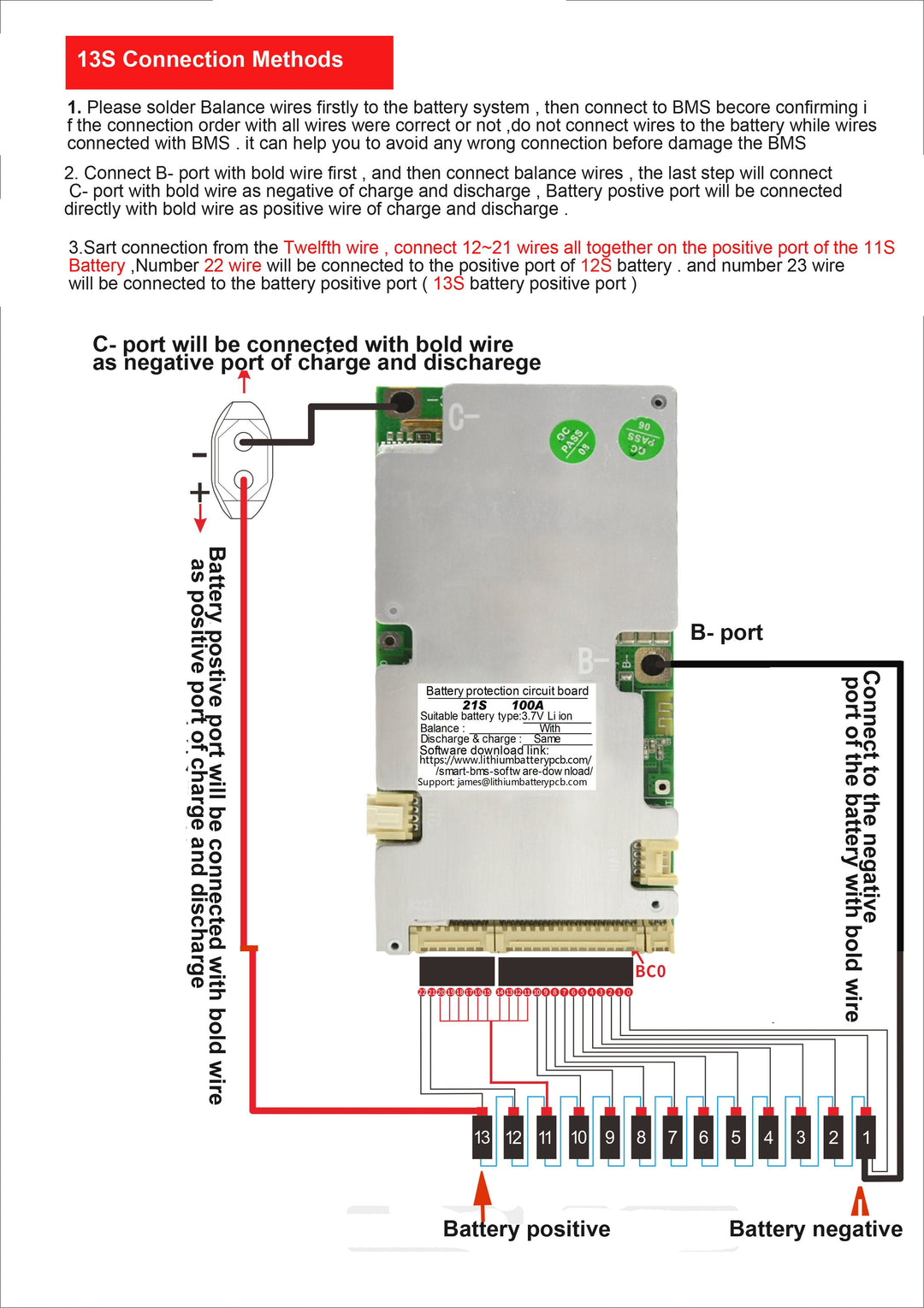 LLT smart BMS 6S->21S 40A