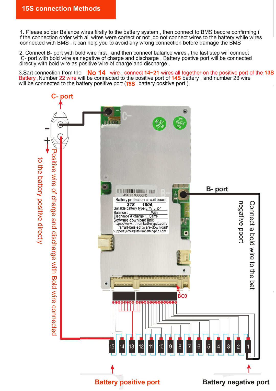 LLT smart BMS 6S->21S 40A