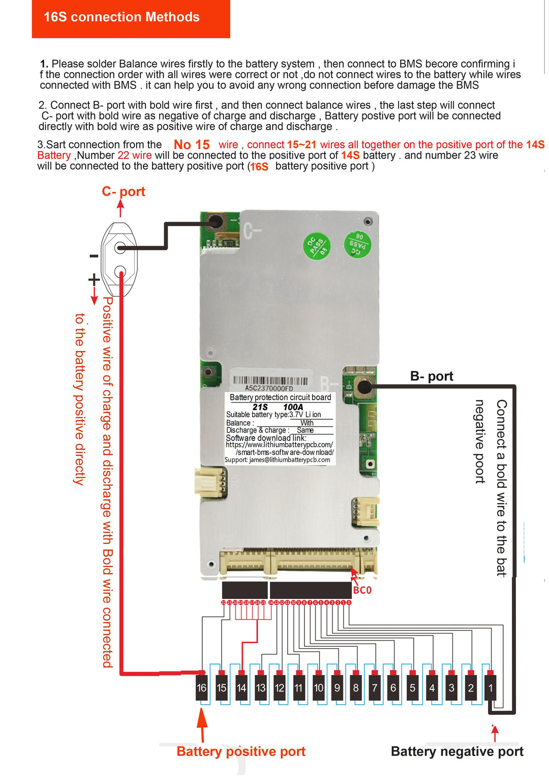 LLT smart BMS 6S->21S 40A