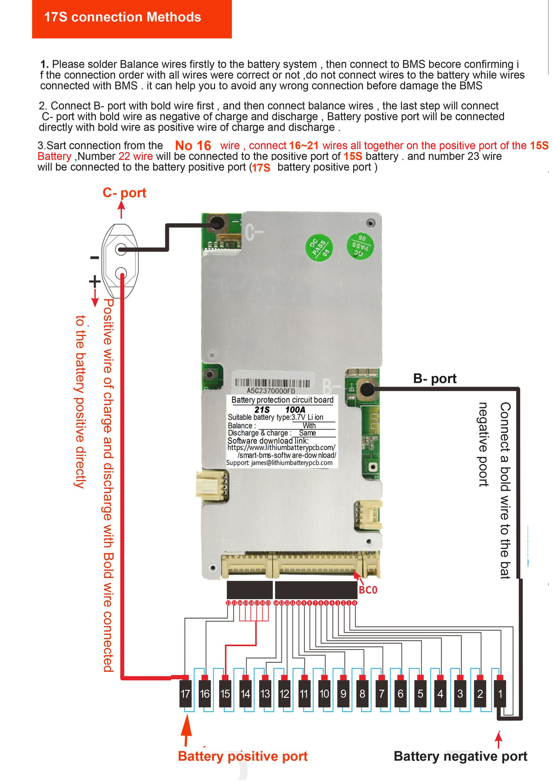 LLT smart BMS 6S->21S 40A