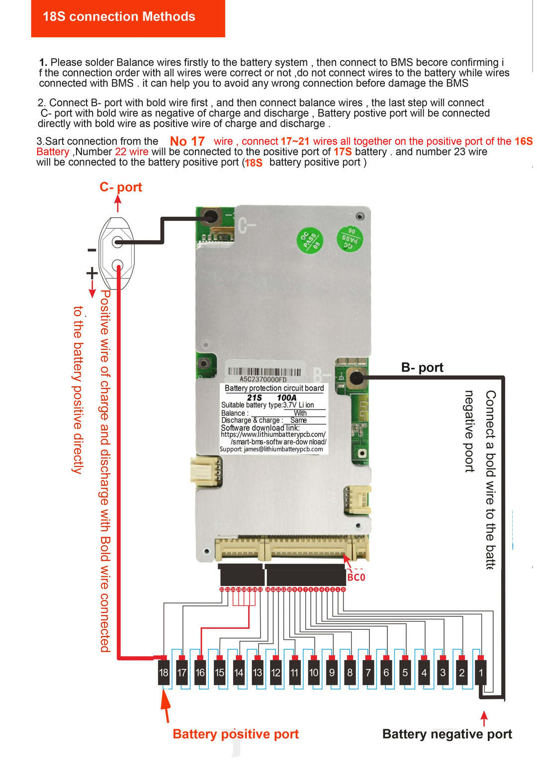 LLT smart BMS 6S->21S 40A