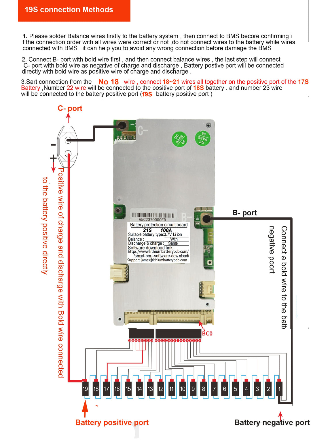 LLT smart BMS 6S->21S 40A