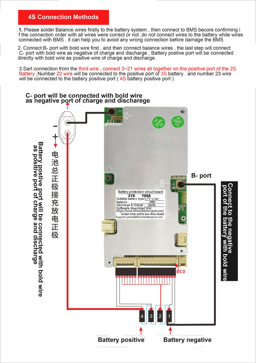 LLT smart BMS 6S->21S 40A